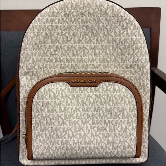 Michael Kors Signature Beige and Brown Backpack - Picture 1 of 6